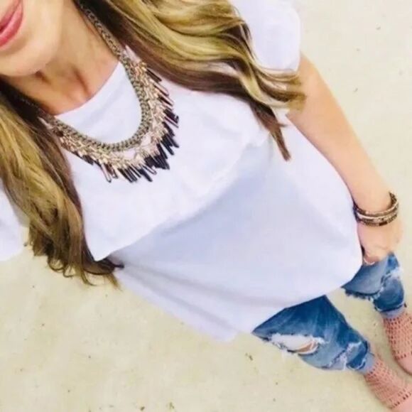 stella & dot ~ bronze shimmering bora fringeβnecklace - Picture 3 of 13